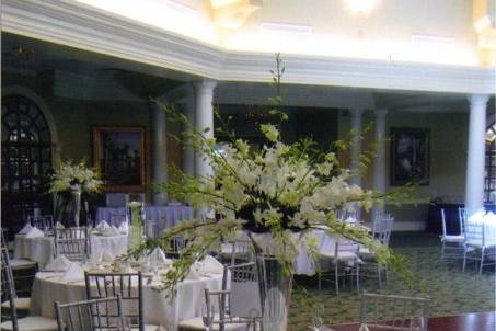 Table setting and floral centerpiece