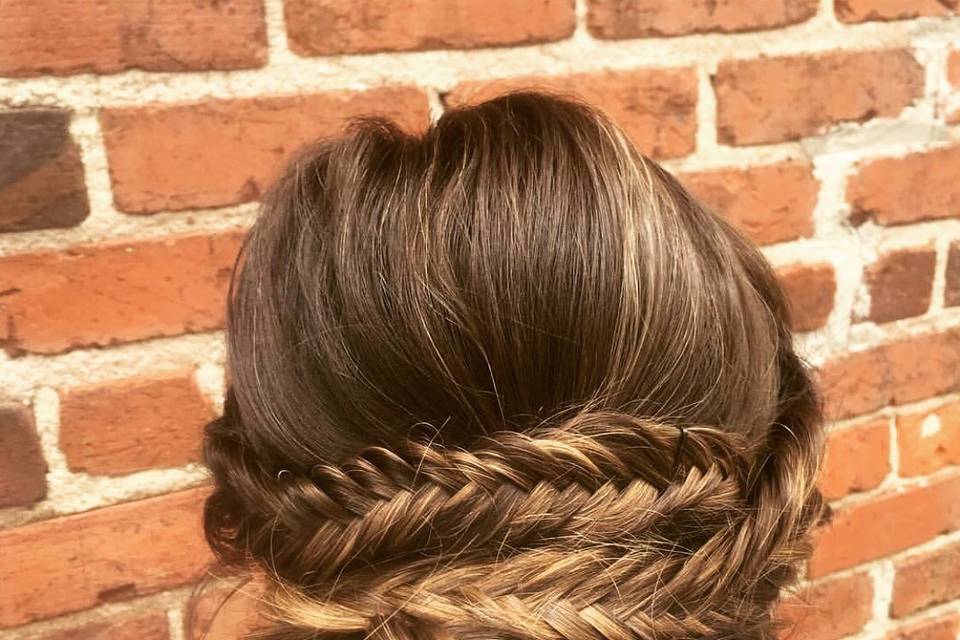 Braided fish tail updo