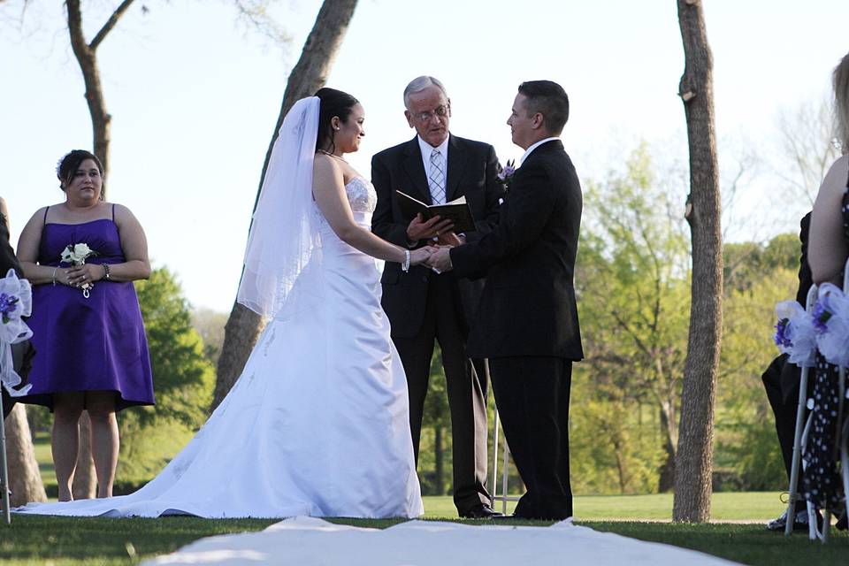 Bride and Groom stating Wedding Vows