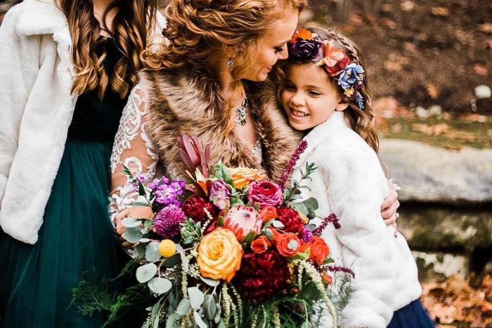 Hot pink and orange bouquet