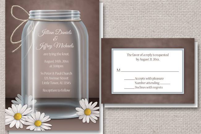 Stunningly beautiful, rustic wedding invitations (with optional 3.5