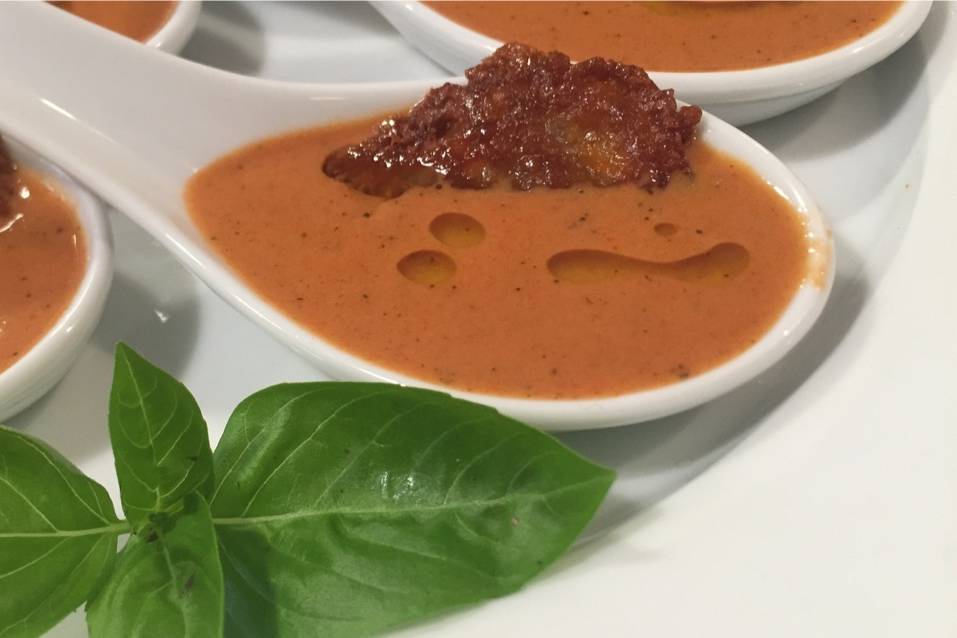 Tomato soup, basil oil