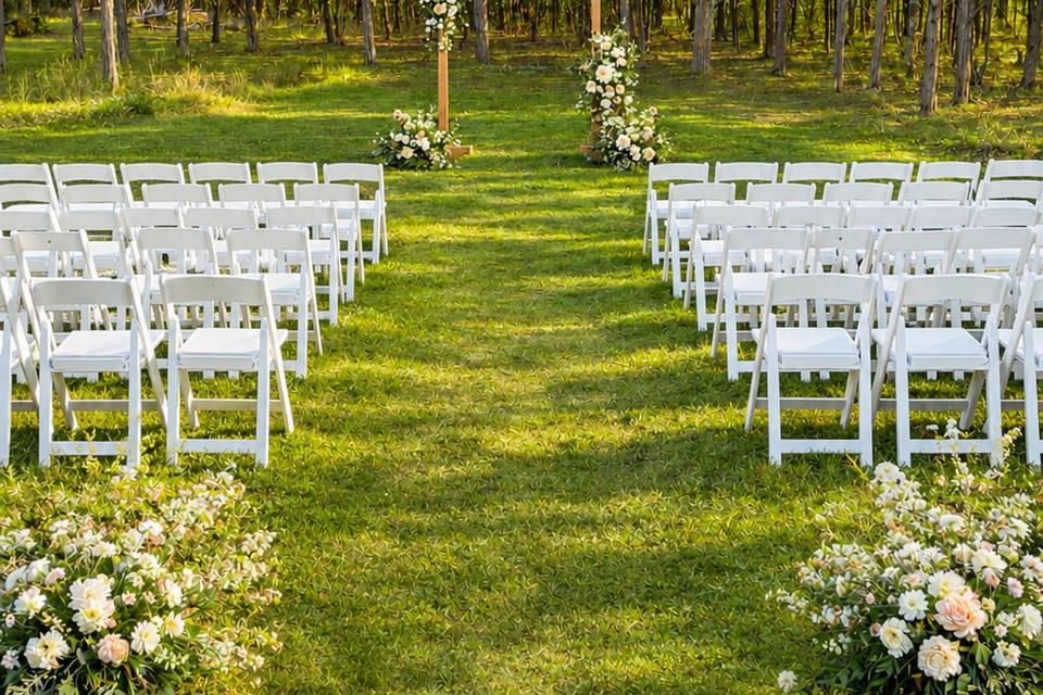 Outdoor ceremony space surroun
