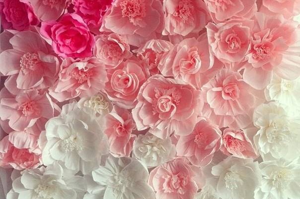 Ombre Effect Free Standing Paper Flower Wall.We make this 6x6 feet, 8x8 feet or other custom sizes.Rent in any color, add initials and date to it.Use as photo backdrop ( stop and go), or as a backdrop for sweetheart table.