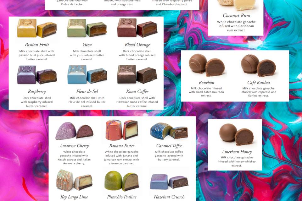Artisan chocolate flavors
