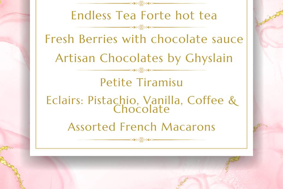 Custom menu for tea party