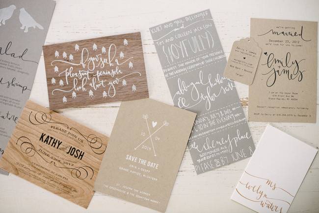 A collection of various wedding paper goods.