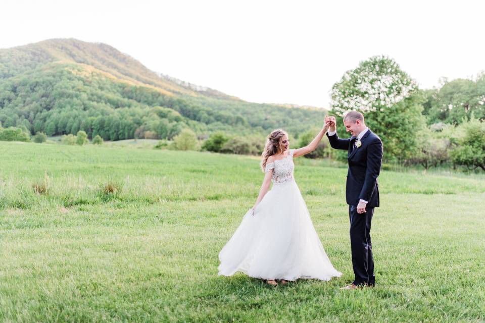 Sash and floral arch decor