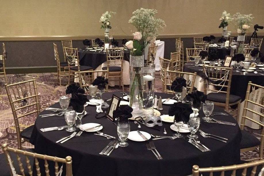 Table setting with floral centerpiece