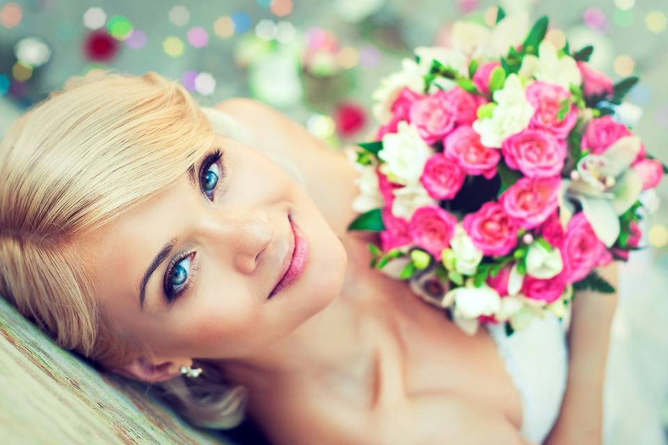 Bride with her bouquet