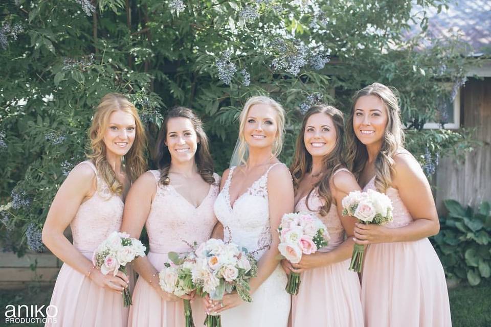 Bride and bridesmaids