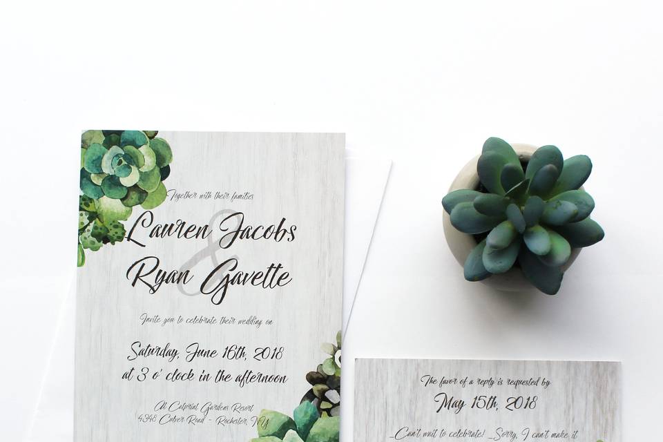 Succulent themed invitation