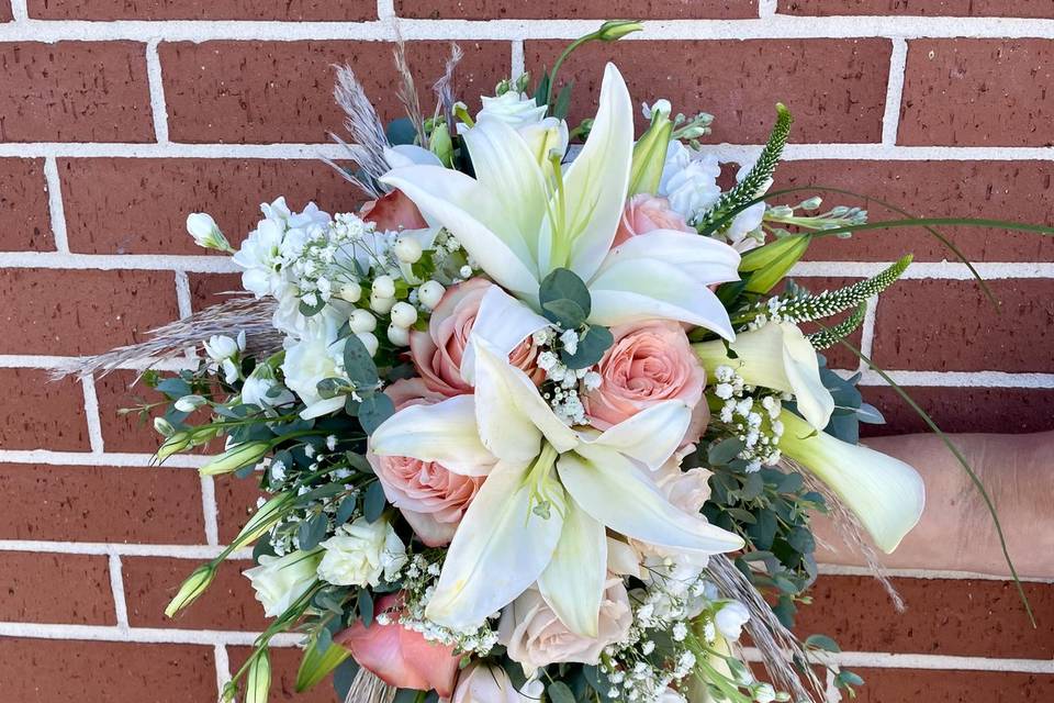 Peach Lily Cascade Bouquet