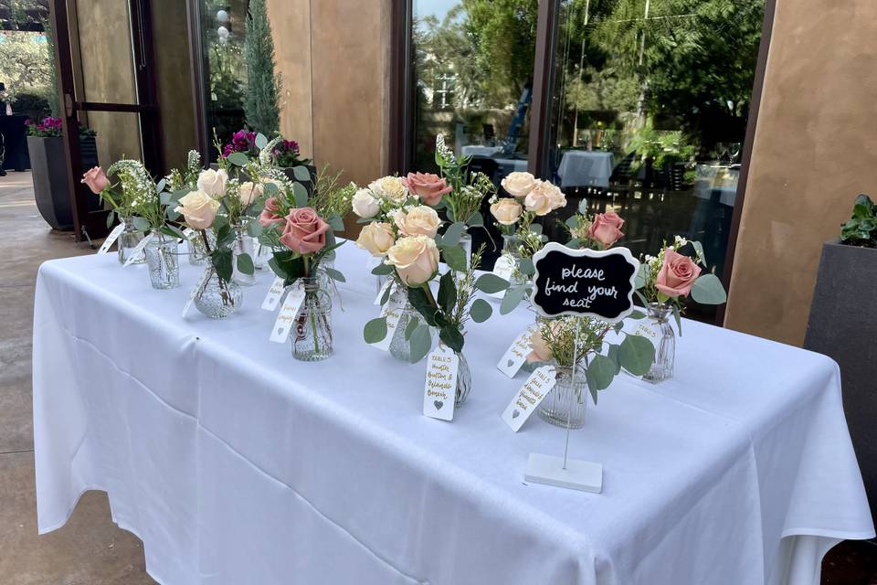 Sign In Table Bud Vases