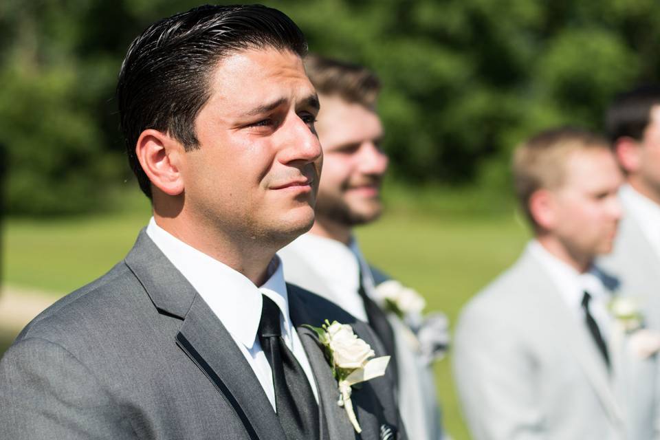 There was not a dry eye around when Dom saw his beautiful bride coming down the aisle.