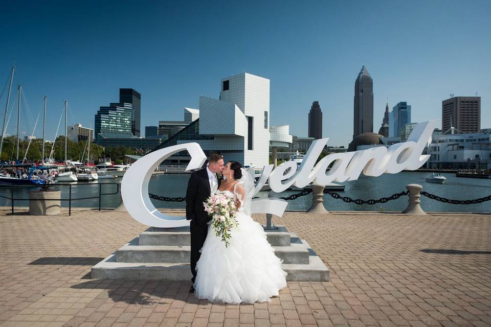 Downtown Cleveland is so much fun for wedding portraits!