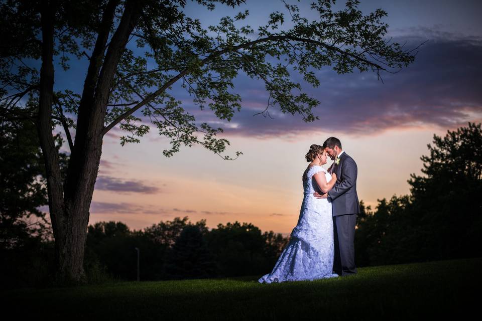 What a stunning sunset for Rachel and Mike's June wedding.