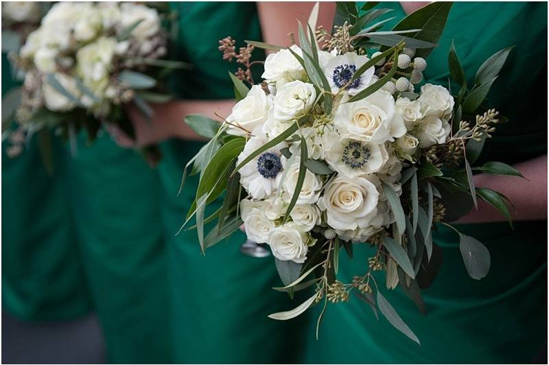 Large and leafy white rose bouquet