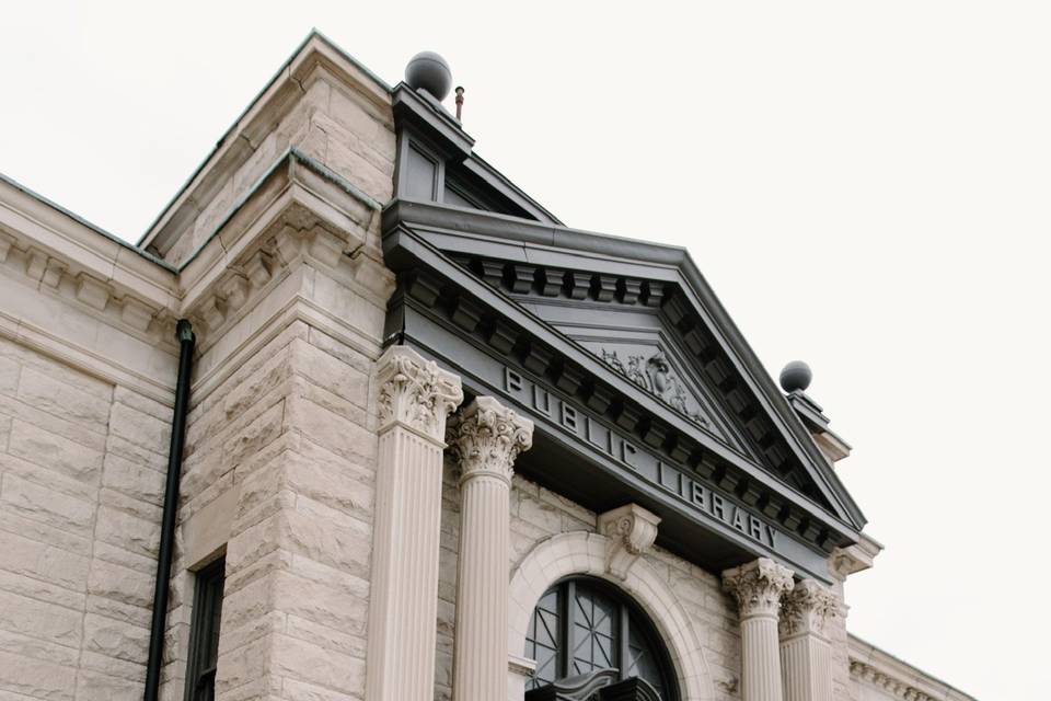 Library wedding entrance