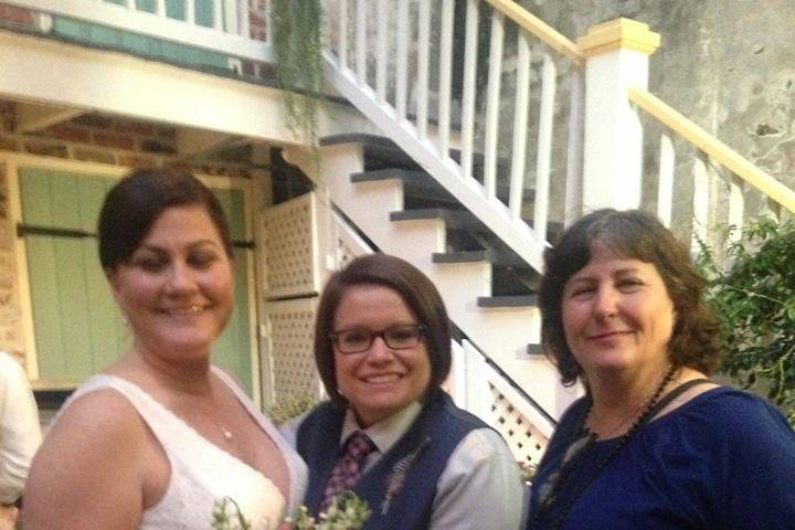 A festive wedding for Crystal & Taleah in a French Quarter courtyard, complete with a Second Line Parade.