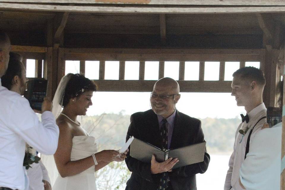 Couple reciting their vows
