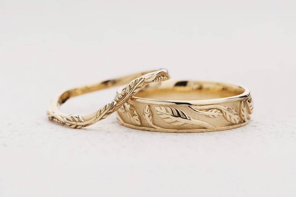 CoupleWeddingBandSetinLeafyDesignmatchingforPatricia3.jpg