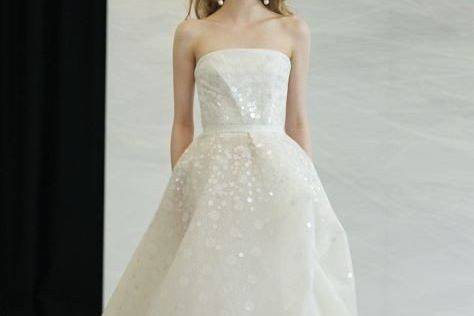 Straight neckline wedding dress