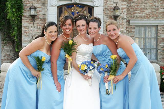 Bride with her bridesmaids