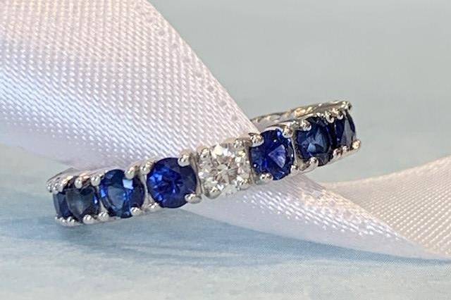 Sapphire and diamond eternity