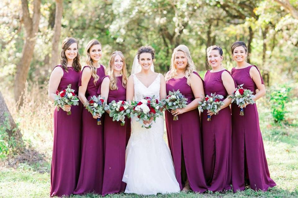 Bride and bridesmaids