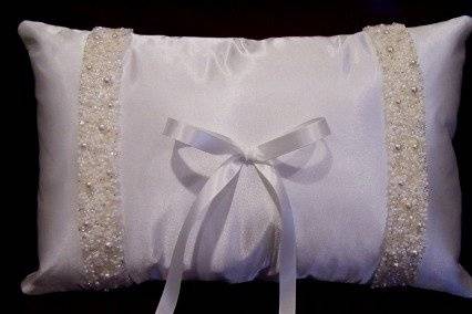 Beaded ring bearer pillow.