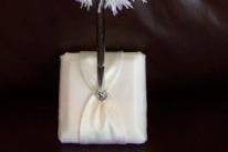 Satin pen holder with regal ostrich feather pen
