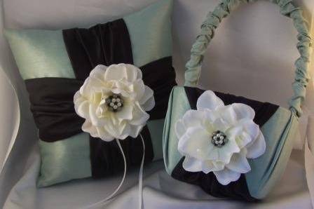 Silver Eggplant Flower Girl Basket Halo Ring Pillow Guest Book Pen Your Colors 