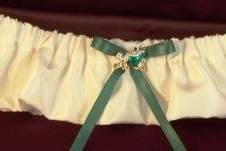 Prince Charming custom bridal garter with frog button.  Coordinating tossing garter available too.