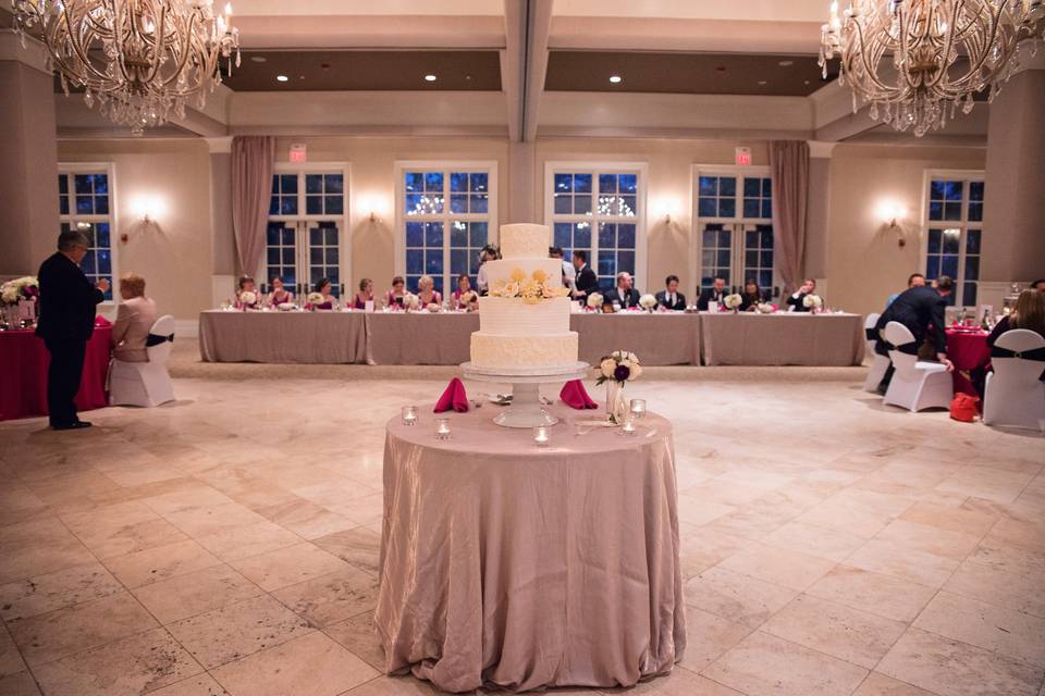 Multiple layered wedding cake