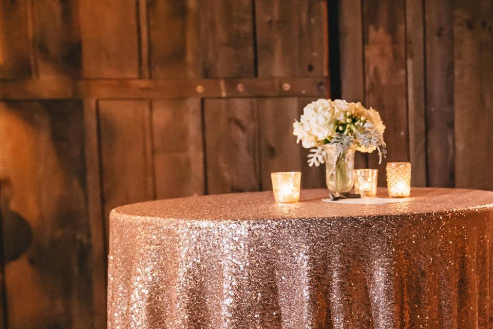 Blush Sequin TableclothPhoto by Crystal Stokes Photography