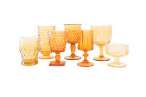 Assorted Amber Colored Glass GobletsCheck out our website for our complete inventory, with prices