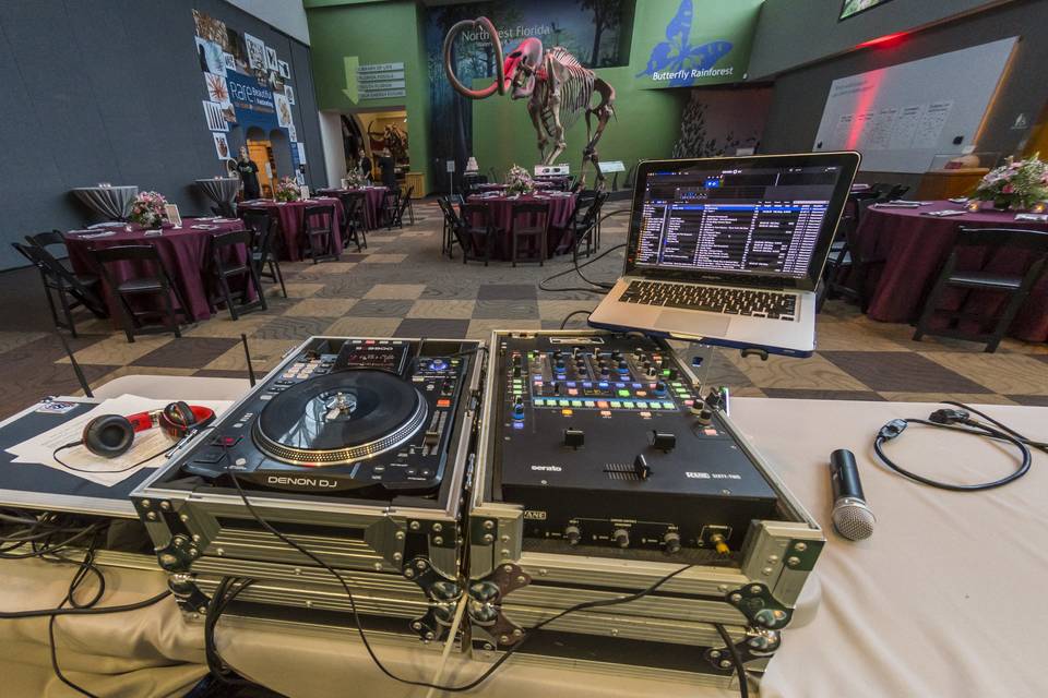 DJ setup in Denny Gallery