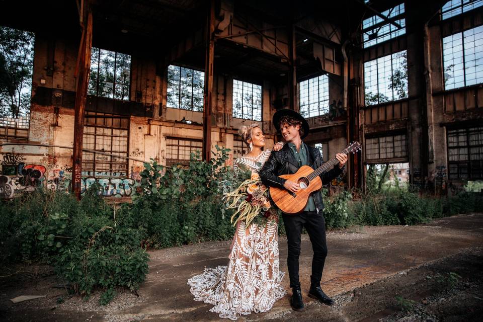 Edgy Warehouse Elopement