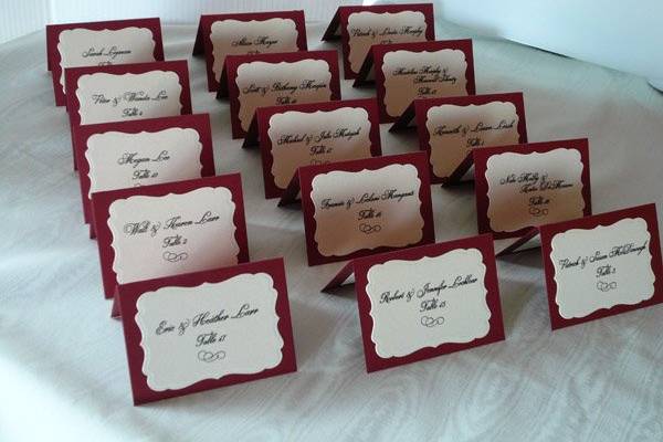 Red & Ivory Place Cards
