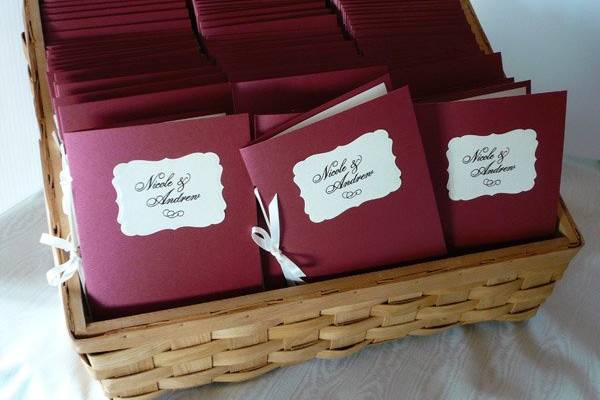Red & Ivory Embossed Wedding Programs