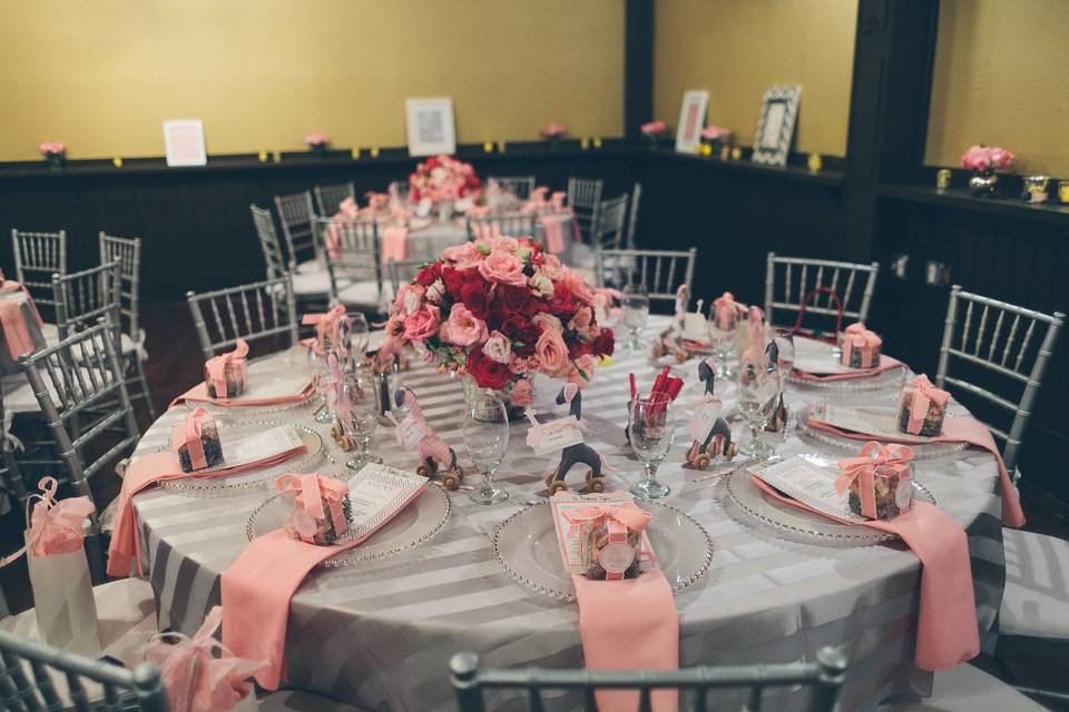 Table set-up with light pink color accents