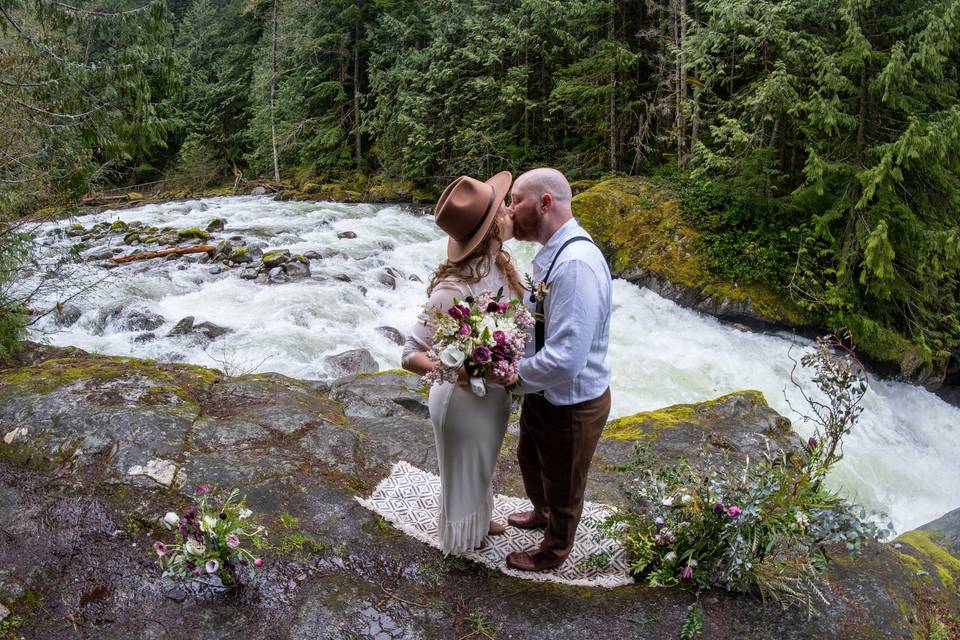Elopement by a waterfall