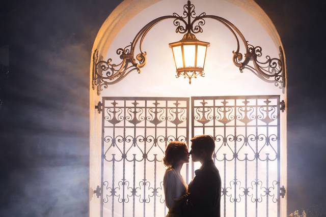 Romantic newlywed moment