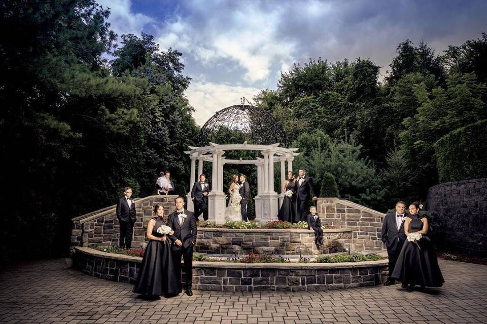 Gazebo with wedding party