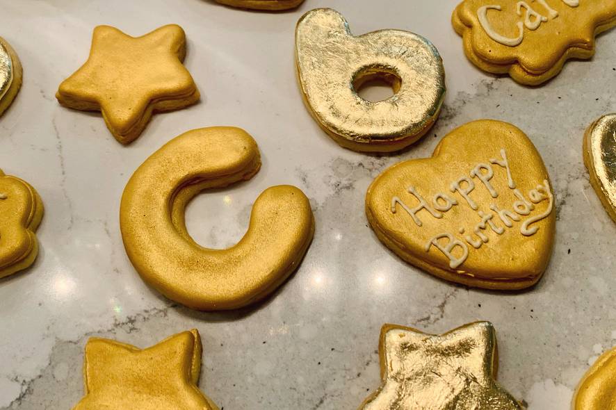 Custom gold sugar cookies