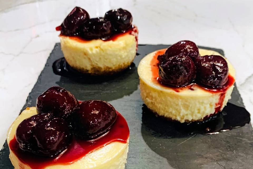 Mini cherry cheesecakes