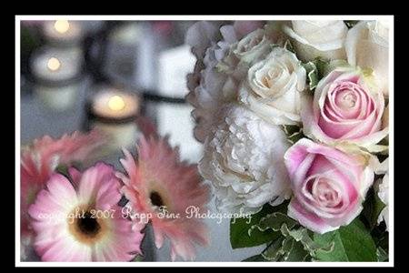 Watercolor flowers.  Detail shot.