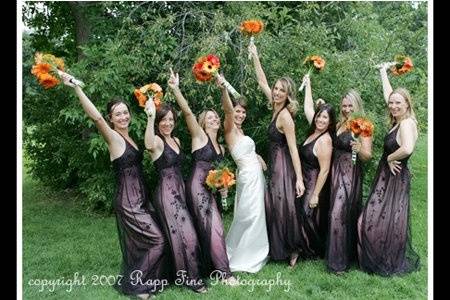 Chautauqua Dining Hall, Boulder.  Color photograph of bridesmaids.