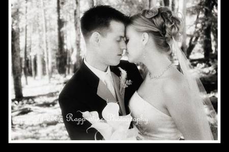 Infrared Black and White photograph of bride and groom.